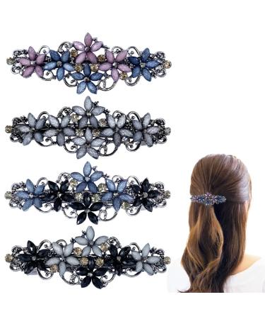 4 PCS Elegant Hair Barrettes for Women Ladies  Flower Crystal Rhinestones Barrettes Spring Hair Clip Accessories Women Fashion Ponytail Holders Barrettes for Daily Wear Mothers Day Gifts 4 Count (Pack of 1) - Buy Online on GoSupps.com