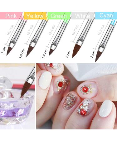 Acrylic Nail Brush Set - 5 Pcs Round Sable Design Art UV Gel DIY Brush Pen Tool Set No.4/6/8/10/12 - Buy Online on GoSupps.com