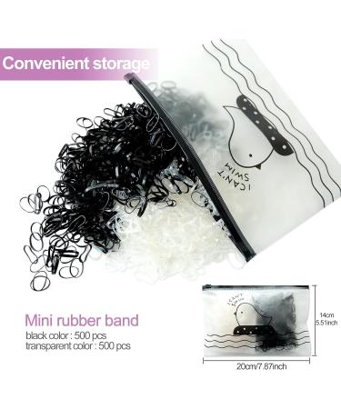 Hanyousheng Elastic Hair Bands 1000 Pcs Black/Clear Hair Elastic Bands Small Hair Bands Hair Rubber Bands for Braids Hair Bands for Women and Girls Hair Elastics Braiding Bands with Storage Bag 1000 Count (Pack of 1) - Buy Online on GoSupps.com