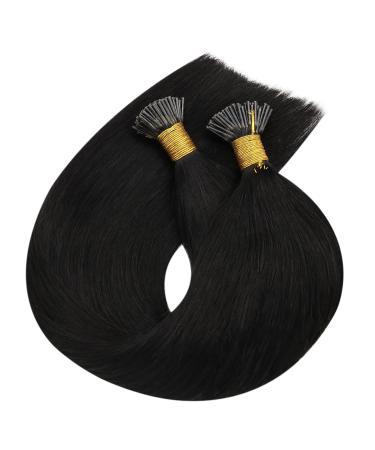 Moresoo I Tip Extensions - 45 cm Real Hair Bonding Extensions | Natural Black Pre-Bonded Keratin Extensions - 40g/Pack | 18 Inch #1B - Buy Online on GoSupps.com