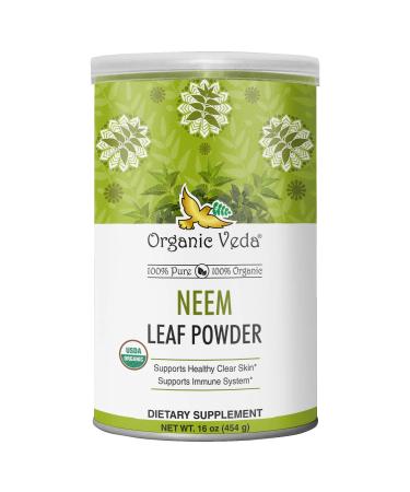 Organic Veda Neem Powder (Azadirachta Indica) - 100% Organic USDA Certified Immune Support Organic Neem Powder for Skin, Hair & Immune Support  Ideal for All Hair and Skin Types (16 oz) 1 Pound (Pack of 1)