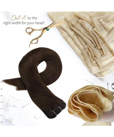 Moresoo 18 Inch Dark Brown Human Hair Weft Extensions - Double Weft Real Hair 100g/Pack #4 | Sew-in Hair Extensions for Natural Look - Buy Online on GoSupps.com