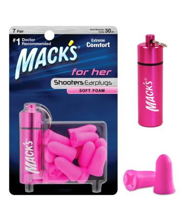 Mack's For Her Soft Foam Shooting Ear Plugs, 7 Pair with Travel Case - Small Earplugs for Hunting, Tactical, Target, Skeet and Trap Shooting