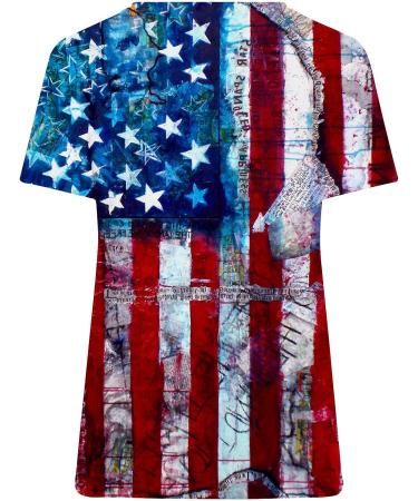 4th of July Patriotic Women's Plus Size Crewneck T-Shirt in Blue - Loose Fit Workout Tee - Buy Online on GoSupps.com
