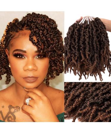 3 Packs Short Curly Spring Pre-twisted Braids Syntheti Crochet Hair Extensions 10 inch 15 strands/pack Ombre Fiber Fluffy Twist Braiding Hair Bulk (10 T1B/30) 10 Pre-twisted (pack of 3) T1B/30