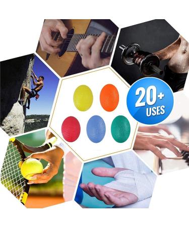 GOZATO Hand Exercise Balls 5-Pack - Occupational Therapy Kit for Grip Strength - Arthritis Pain Relief - Stress Relief Oval - Buy Online on GoSupps.com