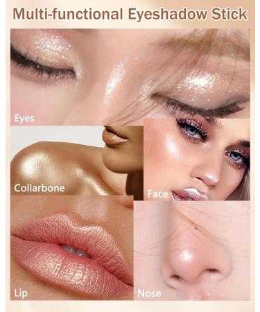 Glitter Cream Eyeshadow Stick Waterproof High Pigmented Shimmer Eyeliner Pencil Eye Shadow Pen Smudge-Proof & Long Lasting Crayon Eyeshadow Built-in Sharpener Eye Brightener Makeup Gift for Women-05# - Buy Online on GoSupps.com