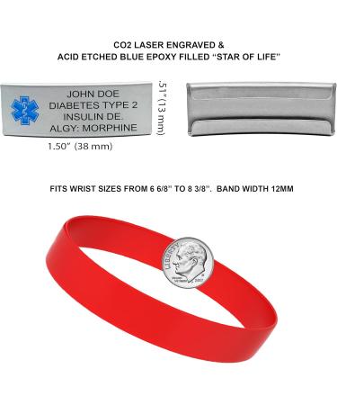 Personalized Medical Alert Bracelet - Light Blue Silicone Wristband with Star of Life Engraving & Emergency Card | International Shipping - Buy Online on GoSupps.com