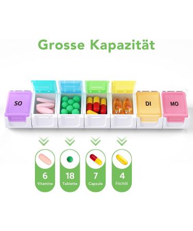7-Day Rainbow Pill Organizer - Weekly Medication Box & Tablet Storage for Easy Management - Buy Online on GoSupps.com