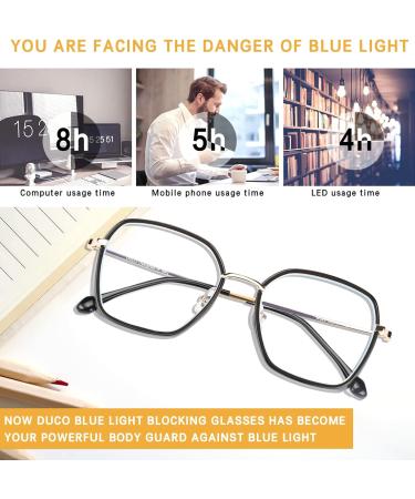 DUCO Retro Square Blue Light Glasses for Women - Oversized Ray-Ban Style Blue Ray Blocking Eyewear for Teens | Fashionable Computer Glasses Black W020 - Buy Online on GoSupps.com
