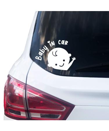 P007 |Baby in car sticker 14cm x 10cm auto sticker baby sticker car sticker vinyl baby on board (v1 boy white) v1 boy white - Buy Online on GoSupps.com
