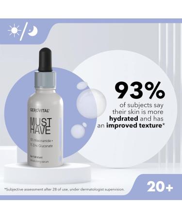 S rum hydratant pour le visage avec 10% de Niacinamide et 1% de Gluconate de Zinc - R duit les imperfections les pores et les signes d'acn peau lumineuse et hydrat e Gerovital Must Have 30 ml - Buy Online on GoSupps.com