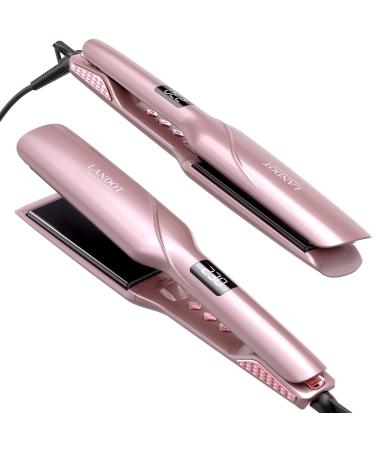 LANDOT Ceramic Flat Iron Hair Straightener: 1.75 Inch Wide Professional Flat Iron for All Hair Types - Adjustable Temp(250 -450 ) Fast Heat up Dual Voltage Straightening Iron Wide Hair Straightener 1.75 inch