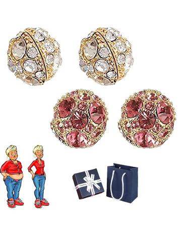 Alkyne Dorina Earrings For Weight Loss Dorina Ear Acupressure Magnetherapy Detox Earrings Non-Puncture Acupressure Earrings For Women Gold+Pink