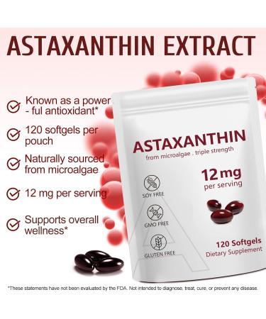 Astaxanthin 12mg 120 Softgels 4 Month Supply Premium Astaxanthin Antioxidant Supplements with Antioxidant Activity Supports Eye Immune Joint Skin Health Internal Circulation 1 Pack - Buy Online on GoSupps.com