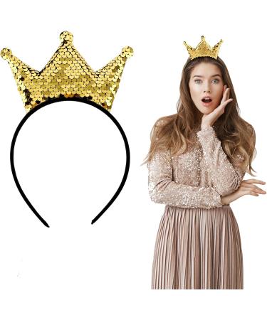 WLLHYF Sequins Crown Headband Glitter Crowns Hair Band Gold Hair Hoop Hair Accessories for Girls Women Birthday Christmas Party - Buy Online on GoSupps.com