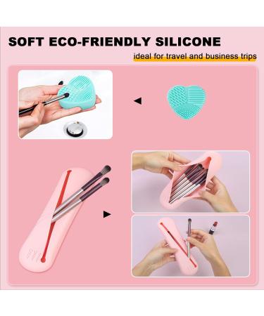 Travel Makeup Brush Holder | Silicone Portable Organizer & Cleaning Mat for Women | Essential Cosmetic Tools in Khaki - Buy Online on GoSupps.com
