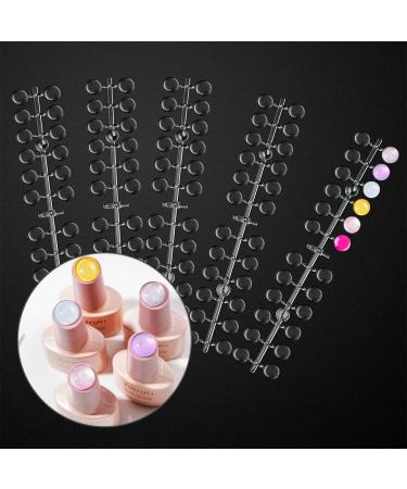 heemeei 120 Pcs Round False Nail Display Tips  Clear Nail Art Color Display Chart Nail Swatch Sticks with Adhesive Sticker for Nail Training Practicing Color Displaying