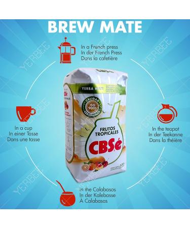  Yerbee CBS Yerba Mat Tea with Tropical Fruits 0.5 kg | Argentine Mat Tea | Invigorating and Energizing Drink - Buy Online on GoSupps.com