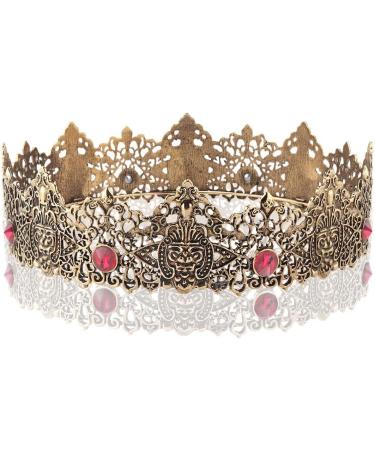 King Men Gold Tiara Crown Imperial Medieval Headband Crystal Pageant Costumes For Wedding Halloween Faire Birthday M - Buy Online on GoSupps.com