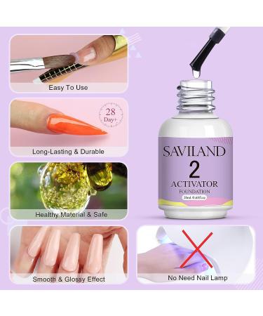 Saviland 20ml Dip Powder Liquid Set - Base Activator and Top Coat Brush Saver - No Curing Needed - Best Gift for Nail Salon - 4 PCS - Buy Online on GoSupps.com