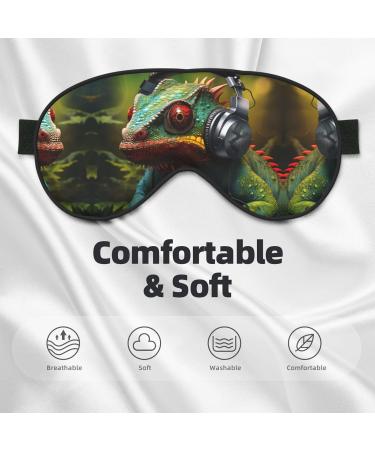 Chameleon Unisex Sleep Eye Mask - Soft Comfort Music Print Cover for Travel Yoga & Shift Work - Black - Buy Online on GoSupps.com