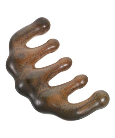 SESESFOUFU Massage tools sandalwood comb head massage kamm gua Sha hair crown scalp massage device bamboo pocket ridge massage comb hair massage gather massage comb wood leather five fingers