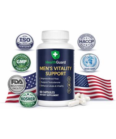 HealthGuard Men s Vitality Support Horny Goat Weed Maca Fenugreek & L-Arginine Natural Performance Support Supplement 60 Capsules - Buy Online on GoSupps.com