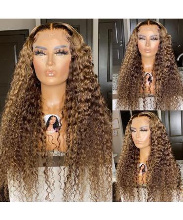 CYNOSURE 26 Curly Honey Blond Ombre Highlight Lace Front Human Hair Wig - Pre Plucked & Invisible - Women's 26 Inch - Buy Online on GoSupps.com