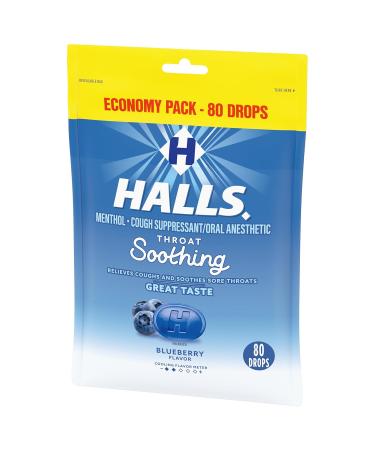Halls Throat Soothing Blueberry Cough Drops Economy Pack 80 Drops - Buy Online on GoSupps.com