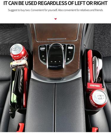 Qirc Car Seat Gap Filler and Organizer with Cup Holder - Black Red Line | Multi-Function Storage Box for Cellphones and Wallets - Buy Online on GoSupps.com