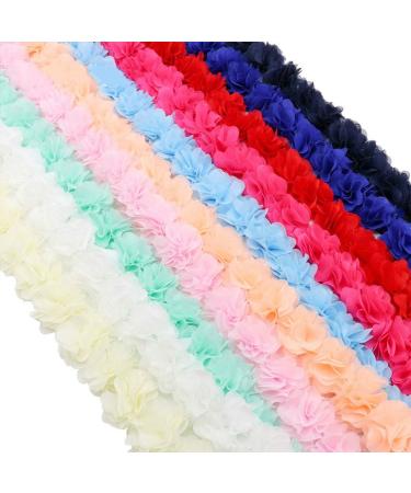 Yalulu 5 Yards Flower 3D Chiffon Lace Trim Ribbon Fabric - Light Pink | Wedding Dress Sewing Craft Decoration - Buy Online on GoSupps.com