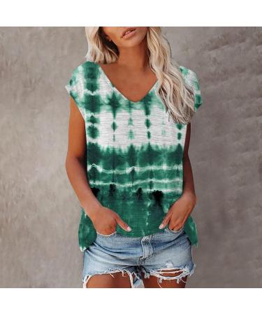 Short Sleeve T Shirts Clothing Woman T-Shirt Casual Black Clothing Top Women's Floral Pattern for Women Crop Tops Shirt Shirts Top Women's Summer Tank Top 4-green S - Buy Online on GoSupps.com