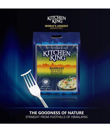Kitchen King Basmati Rice - 10 LB Bag - World's Longest and Always Fluffy NON-GMO Aged Rice - Buy Online on GoSupps.com