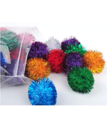Voviggol 20-Pack Sparkle Cat Balls - Large Glittering Pom Pom Toys for Indoor Kittens - Fuzzy Colorful Balls - Buy Online on GoSupps.com
