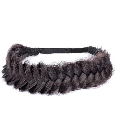 BOBIYA Messy Wide 2 Strands Synthetic Hair Braided Headband Plaited Headband Elastic Stretch Plait Hairband (Deep Brown) - Buy Online on GoSupps.com