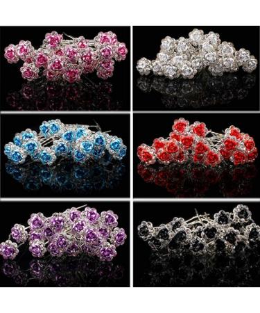 AKOAK 20 Pcs Bridal Clear Crystal Rhinestone Flower Hair Pin Clips - Purple Wedding Hair Accessories - Buy Online on GoSupps.com