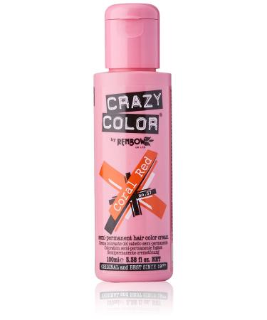 Renbow Crazy Color Semi Permanent Hair Color Cream Coral Red No.57 100ml Coral Red 100 ml (Pack of 1)