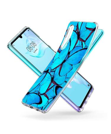 Suhctup Case Compatible for Xiaomi Poco X3 Pro Fund Silicone Transparent Ultra Slim TPU SCHUCK FEATE ETUI butterfly Motifers Variety of pattern CASE (Blue butterfly) Xiaomi Poco X3 Pro Blauer Butterfly