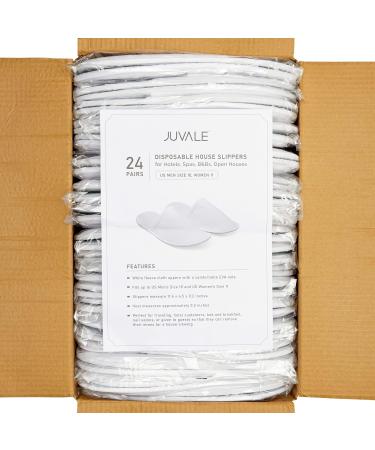 Juvale 24 Pairs Disposable House Slippers for Guests - Bulk Pack for Hotel, Spa, Shoeless Home - White Closed Toe (US Men Size 10, Women Size 11) - Buy Online on GoSupps.com