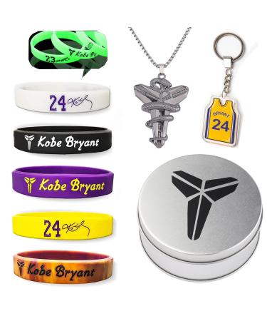 Xzyden Rubber Bracelets,9 PCS Silicone Wristbands Bracelet, Basketball Accessories with Basketball Bracelet Keychain Necklace Basketball Gift Set for Man Teen 24