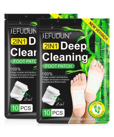 Upgrade Detox Foot Pads  20PCS 2-in-1 Deep Cleansing Foot Pads  Natural Bamboo Vinegar Ginger Powder Foot Pads for Relieve Stress  Detox Foot Patch  Improve Sleep and Remove Dampness