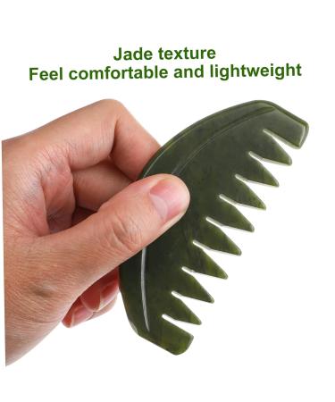 Magiclulu 2 Pool Sace Jade Krame Head Massager - Wooden Wide Tooth Gua Sha Hair Stimulator for Ladies | Natural Jade Scratch Board - Buy Online on GoSupps.com