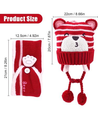 GLAITC Baby Winter Hat with Scarf | Newborn to Toddler 6-24 Months | Soft & Warm Beanie Cap | Unisex | Red - Buy Online on GoSupps.com