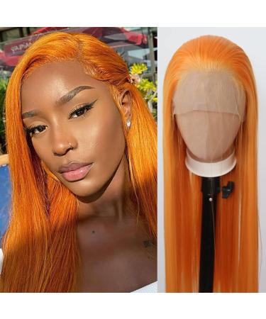 Orange Lace Front Wig - Long Straight Synthetic Hair for Black Women - Heat Resistant Fiber - Cosplay and Daily Wear - Buy Online on GoSupps.com