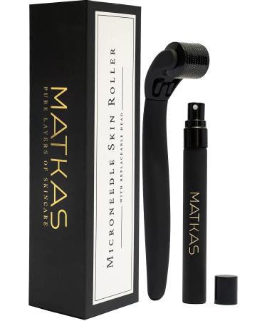 MATKAS Derma Roller + Cleaner Spray Kit - Microneedle Roller for Face  Hair  Scalp  Beard Roller  Dermaroller Microneedling Roller  Beard Growth Roller Needle  Scalp Derma Roller  Micro Needling