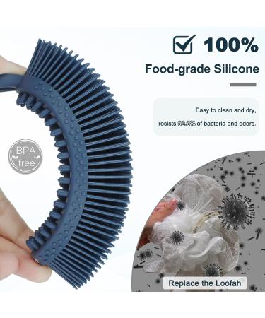 Fastech Silicone Double-Sided Body Brush - Deep Cleaning Gentle Peeling & Massage for All Skin Types | Hygienic Marine Blue Shower Brush - Buy Online on GoSupps.com