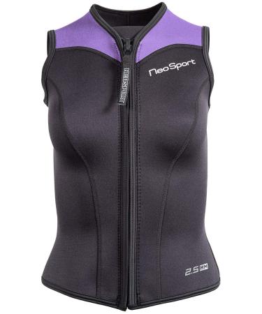Neo Sport Mens and Womens Front Zipper Wetsuit Vest - 2.5mm -4-Way Stretch Neoprene - 50+ UV SHIELD 12 Black/Lavender
