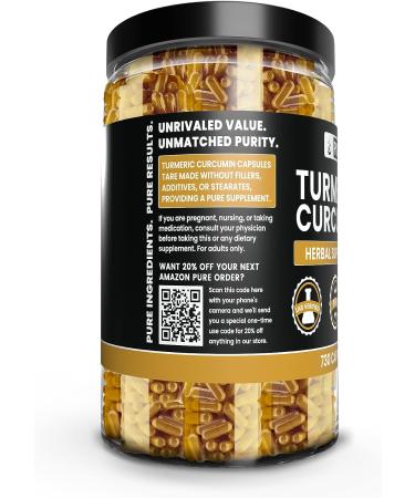 Pure Organic Turmeric Curcumin 730 Capsules | No Magnesium or Rice Fillers | Lab Verified | 660mg - Buy Online on GoSupps.com