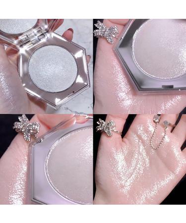Diamond Shimmer Highlighter Palette with Brush - Glitter Sparkles for Face, Body, Cheek - Illuminator Makeup for Nose, Eyes, Contour - (01 Diamond White) - Buy Online on GoSupps.com